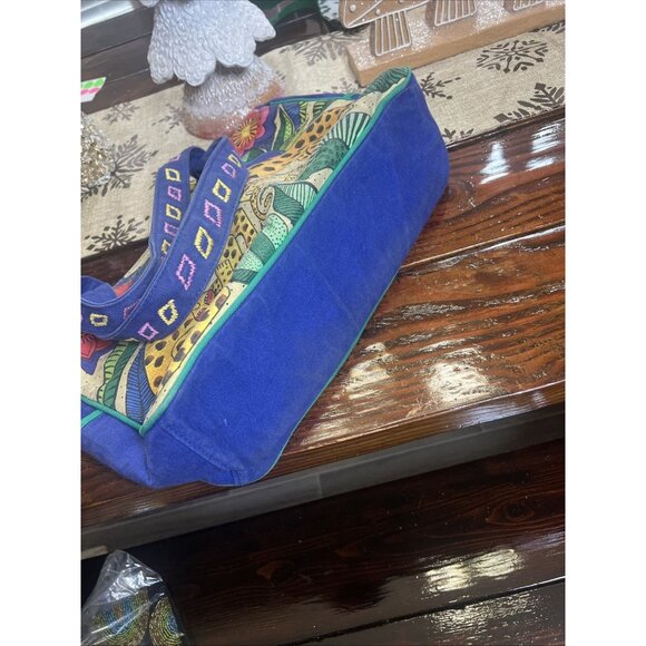 Vintage Laurel Burch Large Shoulder Tote Bag Leopard Cheetah Cat Y2K - Picture 3 of 12